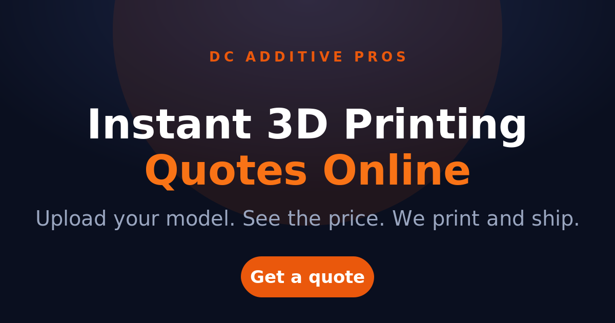 Upload your data center part file for an instant 3D printing quote at DC Additive Pros