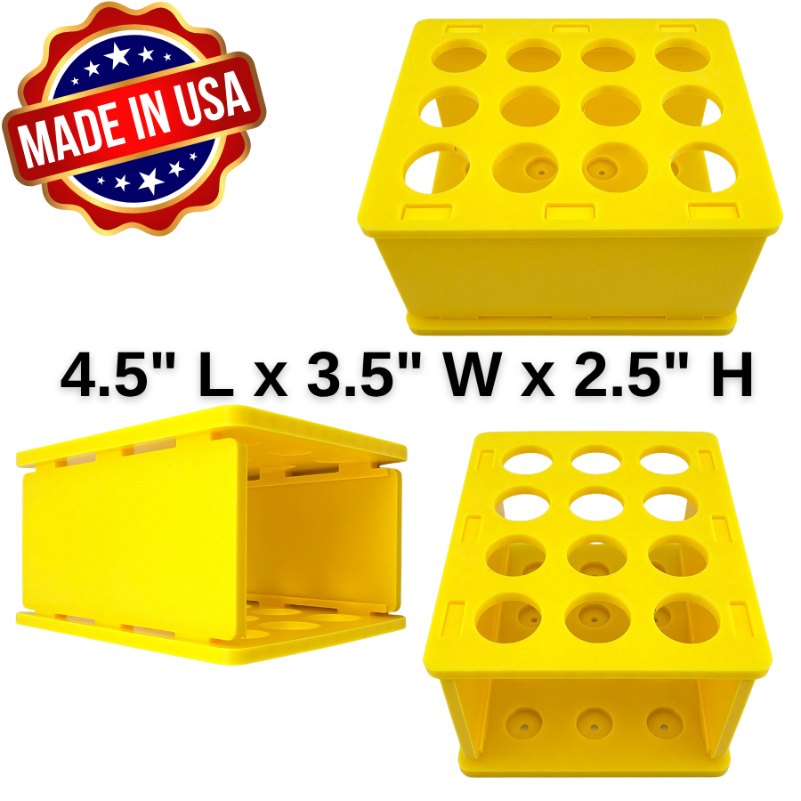 Test Tube Rack 4 Pack for 15 mL Conical Centrifuge Tubes, 12 Well Stands