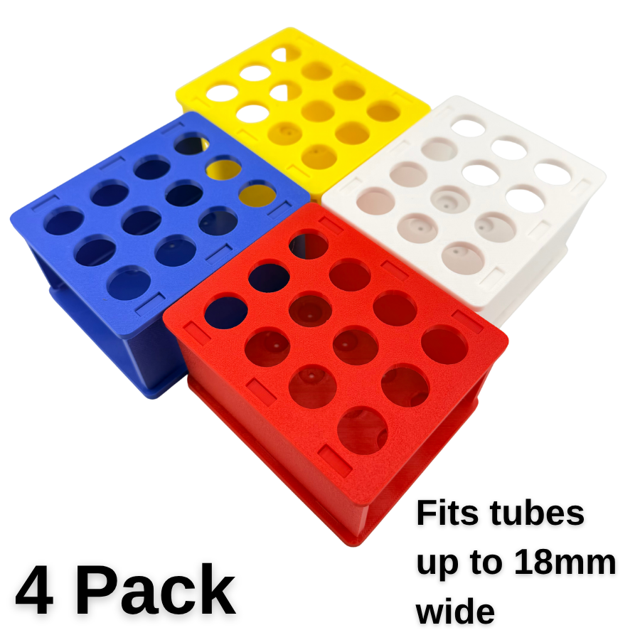 Test Tube Rack 4 Pack for 15 mL Conical Centrifuge Tubes, 12 Well Stands