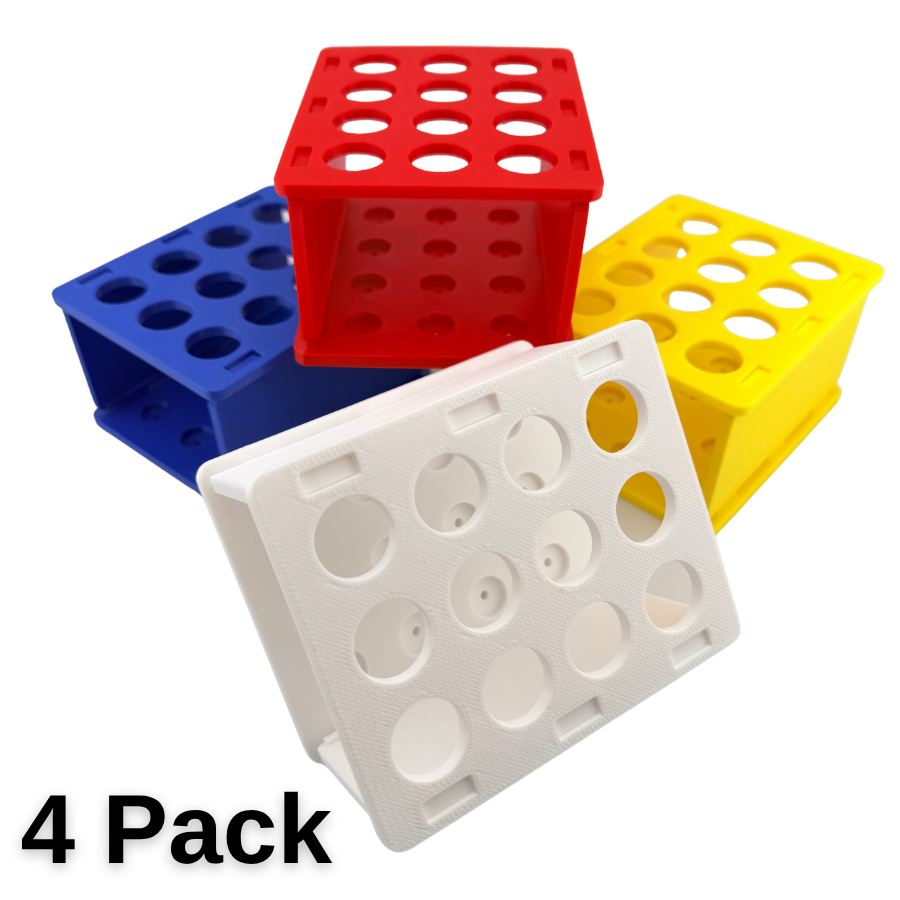 Test Tube Rack 4 Pack for 15 mL Conical Centrifuge Tubes, 12 Well Stands