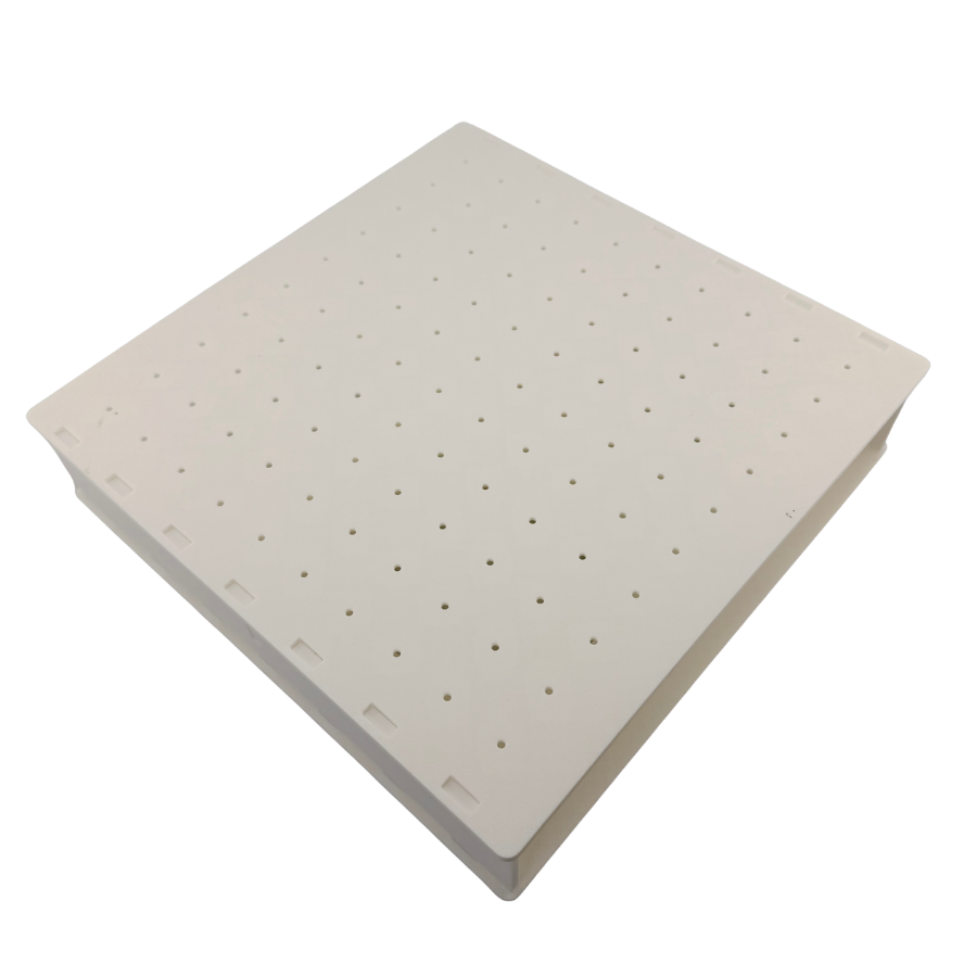 15mL Conical Centrifuge Tube Rack, 100 Place 10x10 Alphanumeric Grid with Drain Holes | White, Made in USA