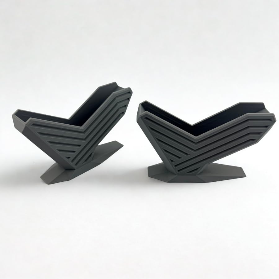 Business Card Holder for Desk, 2 Pack — Modern Angular Display Stand, Made in USA