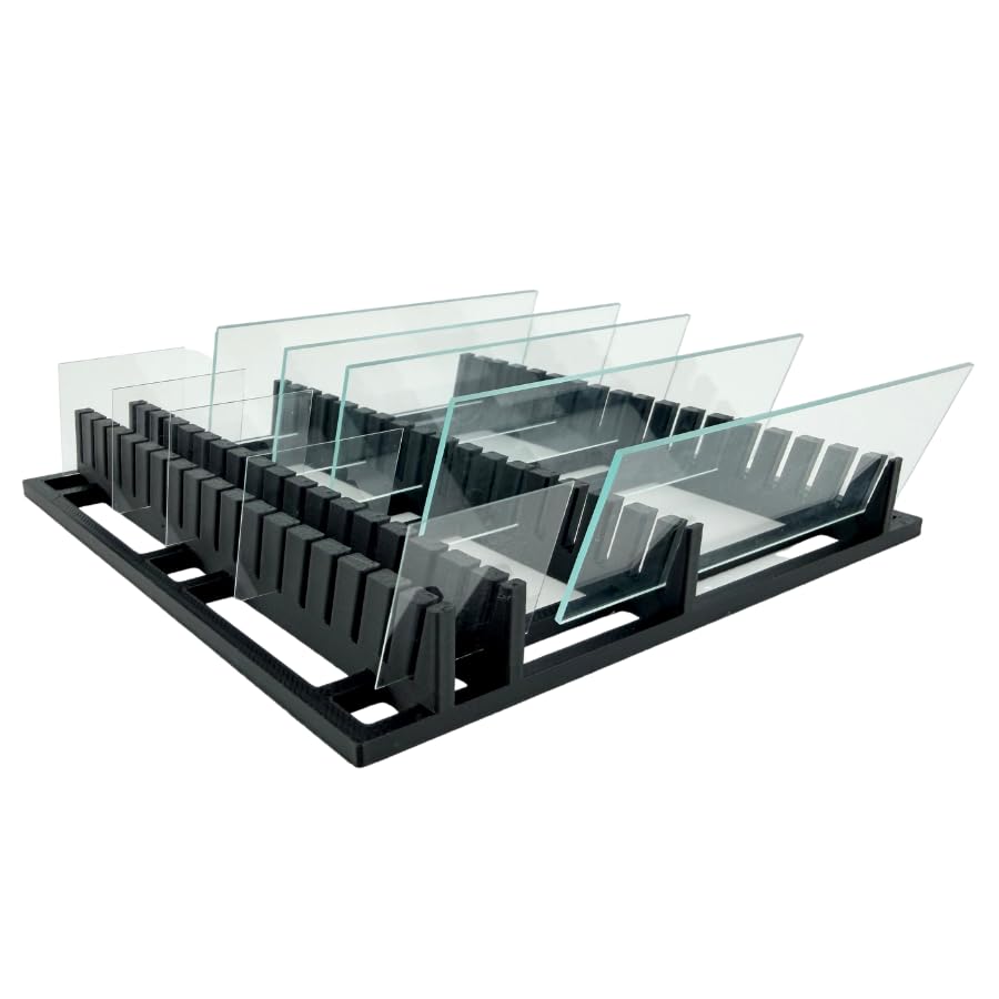 Microscope Slide Rack, 18-Position Slide and Cover Slip Organizer Stand for Laboratory Use | Durable Bench Storage Holder | Made in USA
