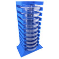 Petri Dish Holder Tower, 11-Slot Vertical Rack for 90 mm Plates, Space-Saving Lab Organizer for Microbiology and Research Benches, Durable Polymer Construction, Made in USA