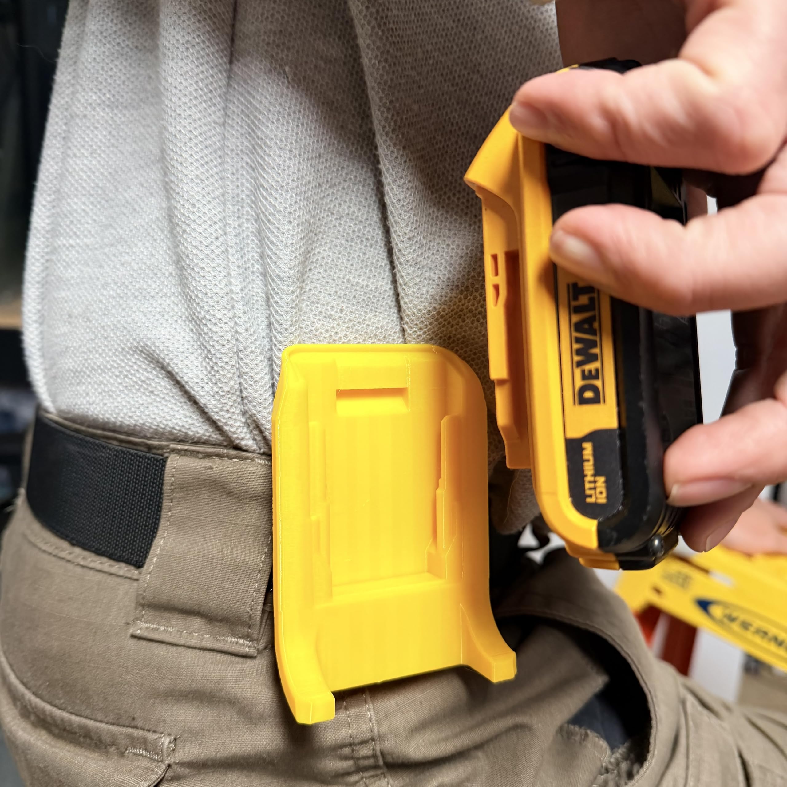 DeWalt 20V MAX Battery Belt Clip Holder 2-Pack Compatible with 60V XR FlexVolt PowerStack, Yellow | Made in USA