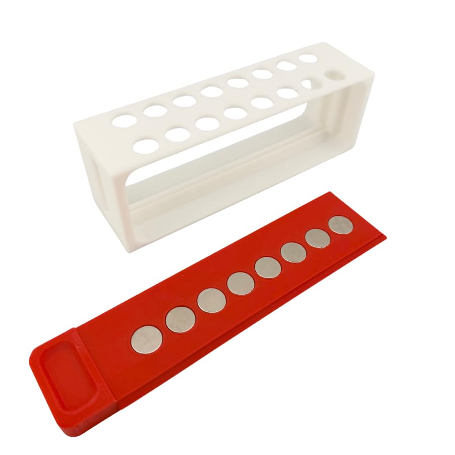 Magnetic Separation Rack for 1.5 mL and 2.0 mL Centrifuge Tubes, 16-Tube Capacity with Sliding Magnet Bar | Made in USA