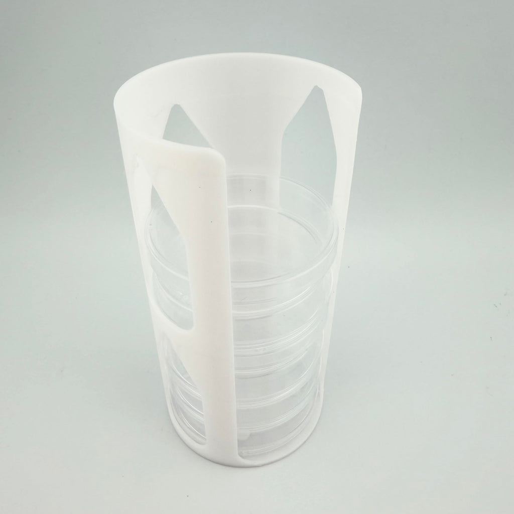 Petri Dish Holder for 90 mm Plates, 13-Plate Vertical Storage Organizer for Lab Benches, White Laboratory Rack, Fits Standard 90x15 mm Culture Dishes