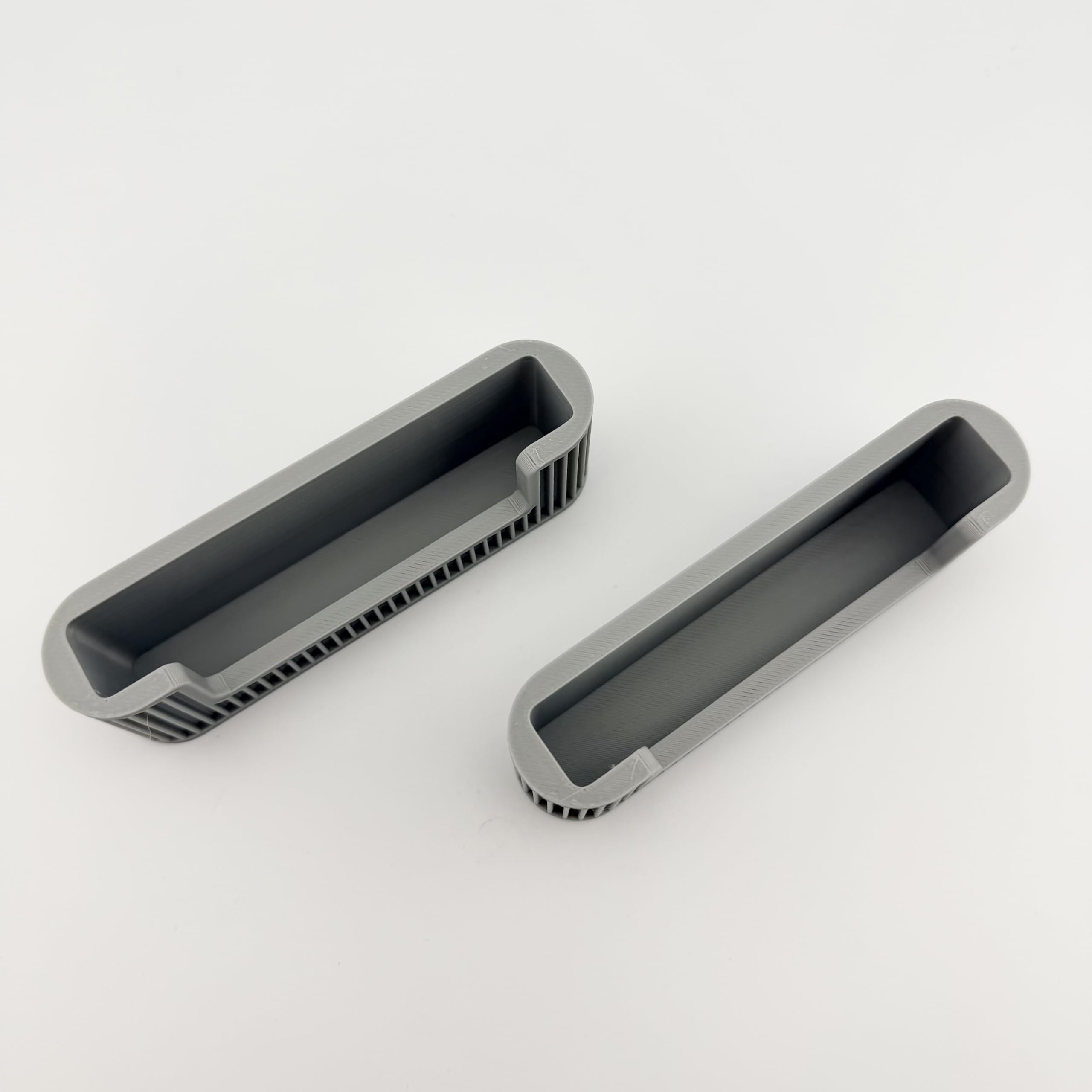 Business Card Holder for Desk, 2 Pack, Ribbed Channel Build, Holds Standard 3.5 x 2 in Cards, Gray Desktop Organizer for Office and Reception Counter, Made in USA