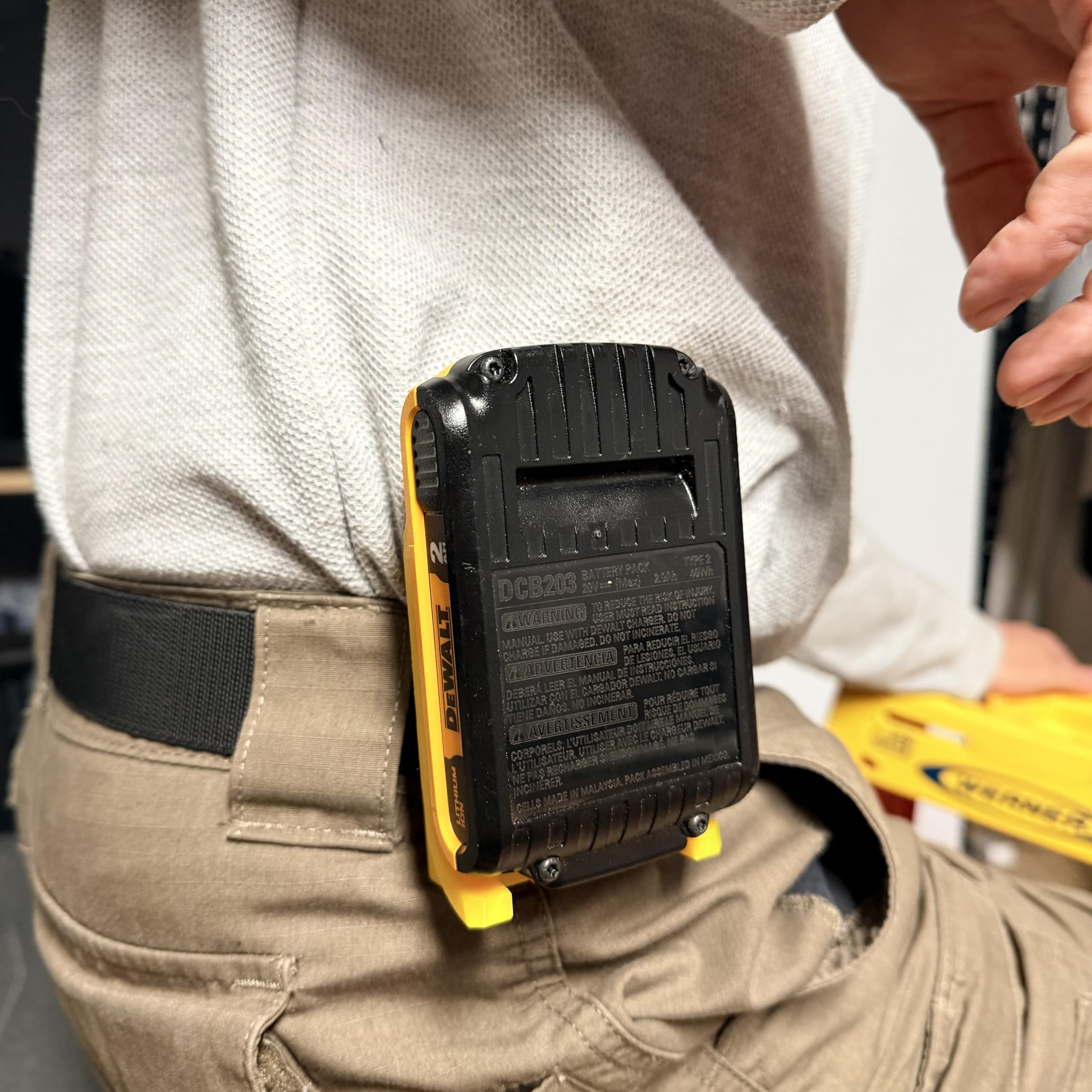 DeWalt 20V MAX Battery Belt Clip Holder 2-Pack Compatible with 60V XR FlexVolt PowerStack, Yellow | Made in USA