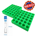 Blood Collection Tube Holder 2 Pack, Green Rack for 16mm 10ml Tubes, Made in USA