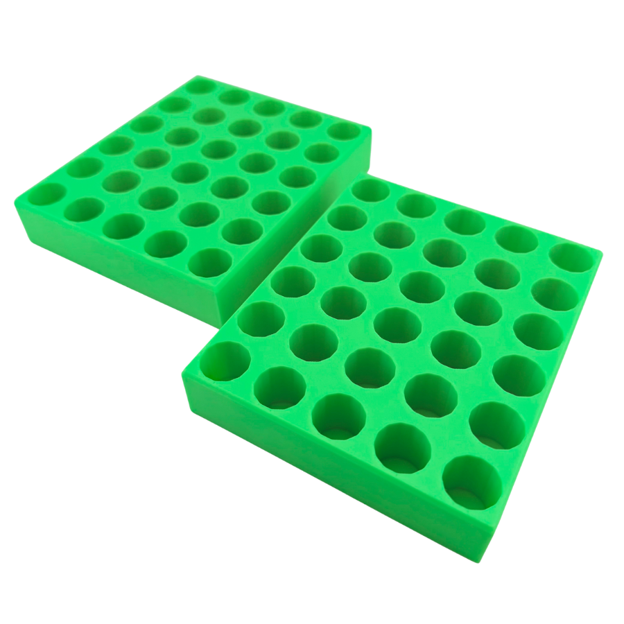 Blood Collection Tube Holder 2 Pack, Green Rack for 16mm 10ml Tubes, Made in USA