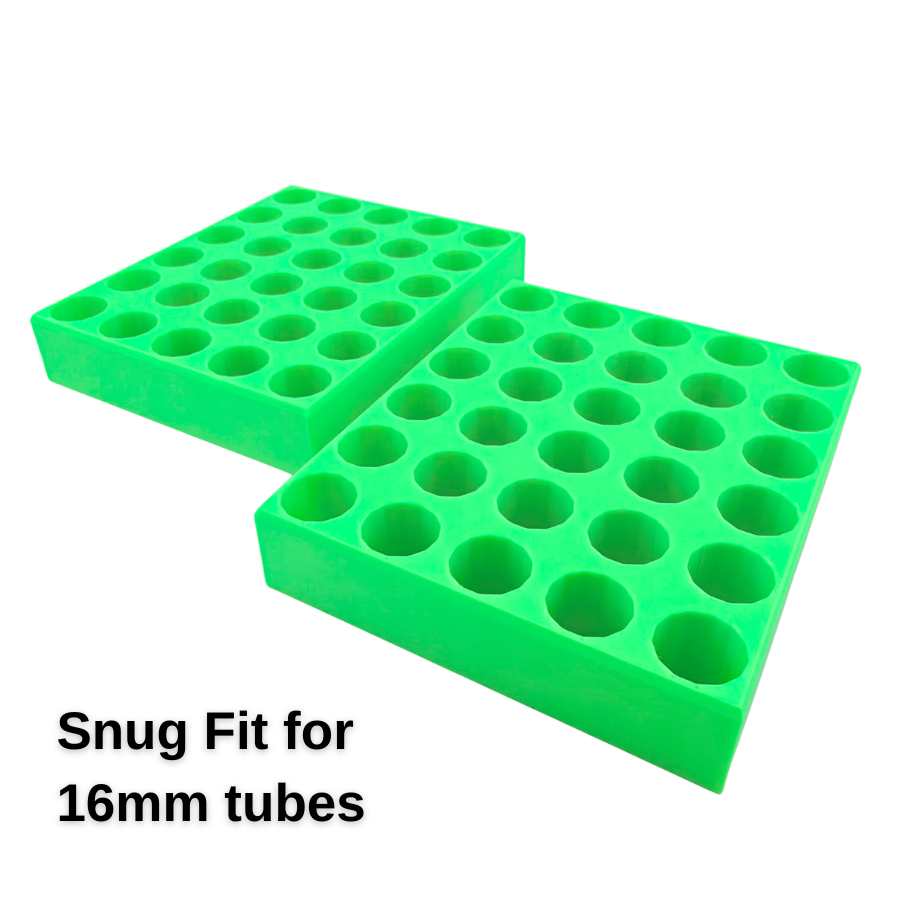 Blood Collection Tube Holder 2 Pack, Green Rack for 16mm 10ml Tubes, Made in USA
