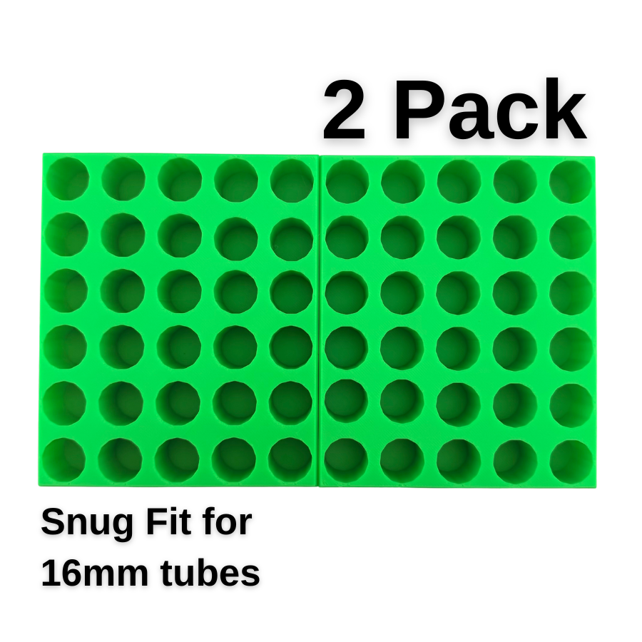 Blood Collection Tube Holder 2 Pack, Green Rack for 16mm 10ml Tubes, Made in USA