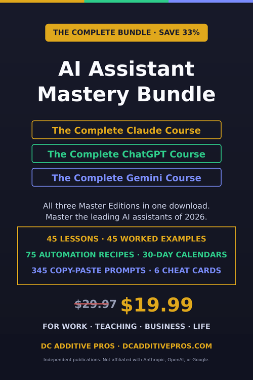 The Complete AI Assistant Mastery Bundle: Claude, ChatGPT and Gemini courses, 345 prompts, save 33%