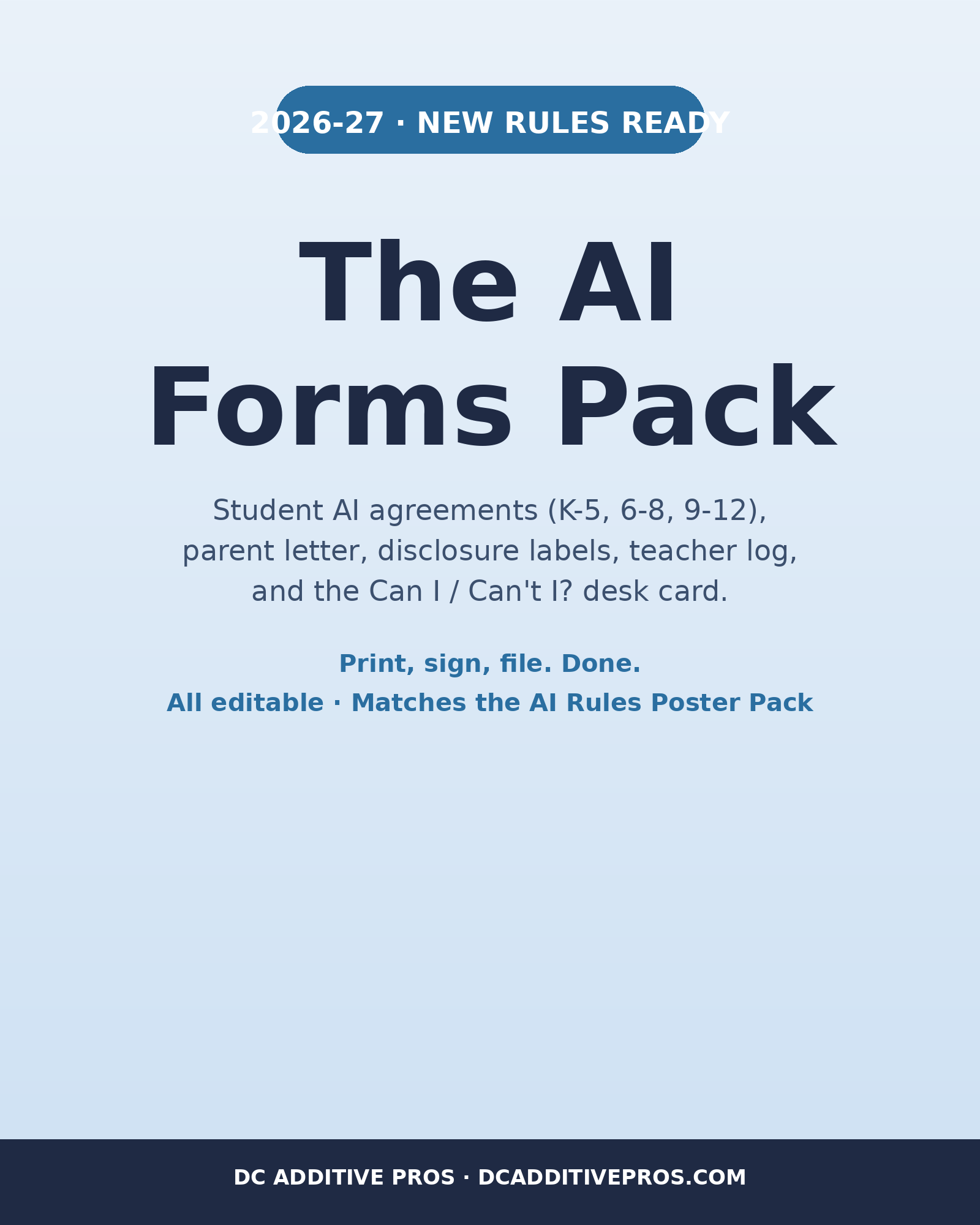 The AI Forms Pack: student AI agreements, parent letter, disclosure labels for 2026-27