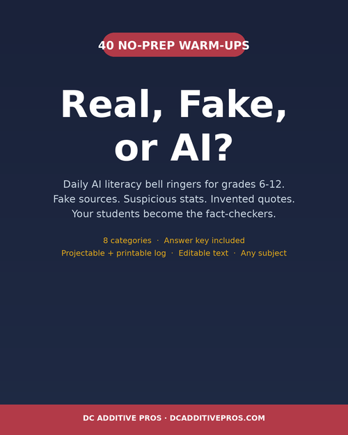Real, Fake, or AI? 40 AI literacy bell ringers for grades 6-12