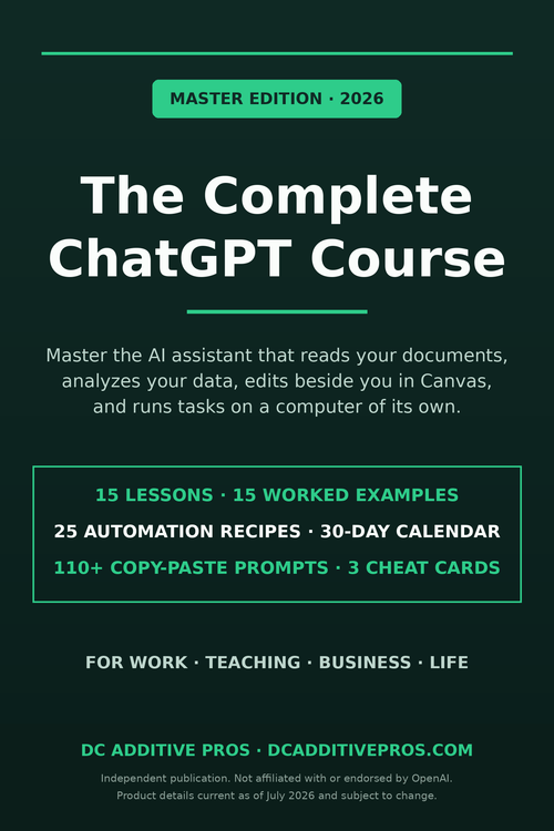 The Complete ChatGPT Course Master Edition 2026: 15 lessons, 25 automation recipes, 110+ prompts