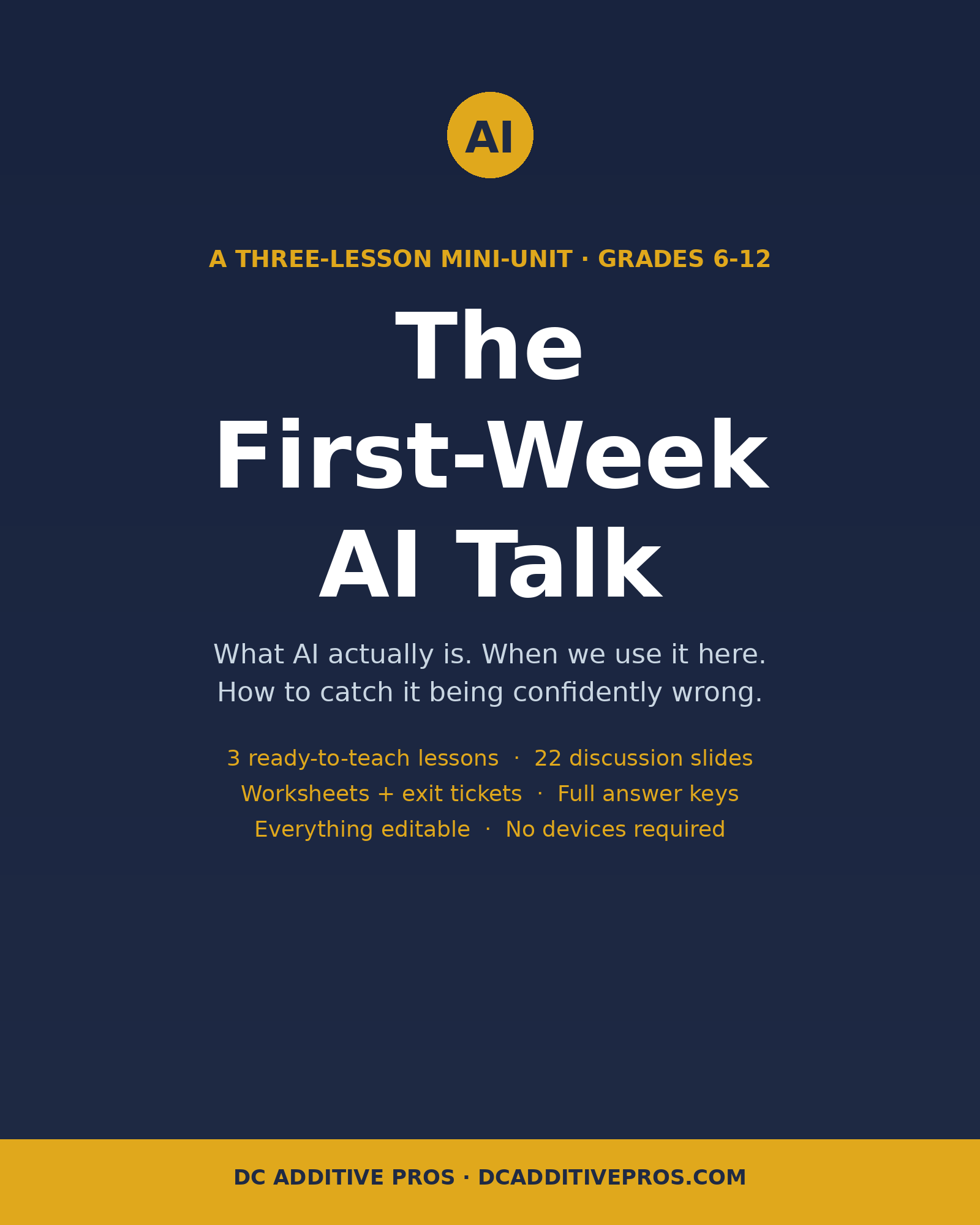 The First-Week AI Talk: three-lesson AI literacy mini-unit for grades 6-12