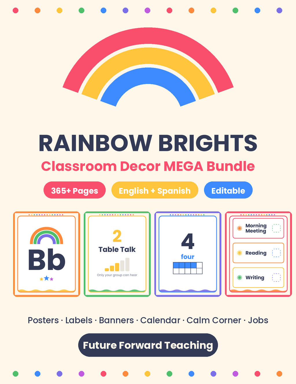 Rainbow Brights Classroom Decor Mega Bundle cover