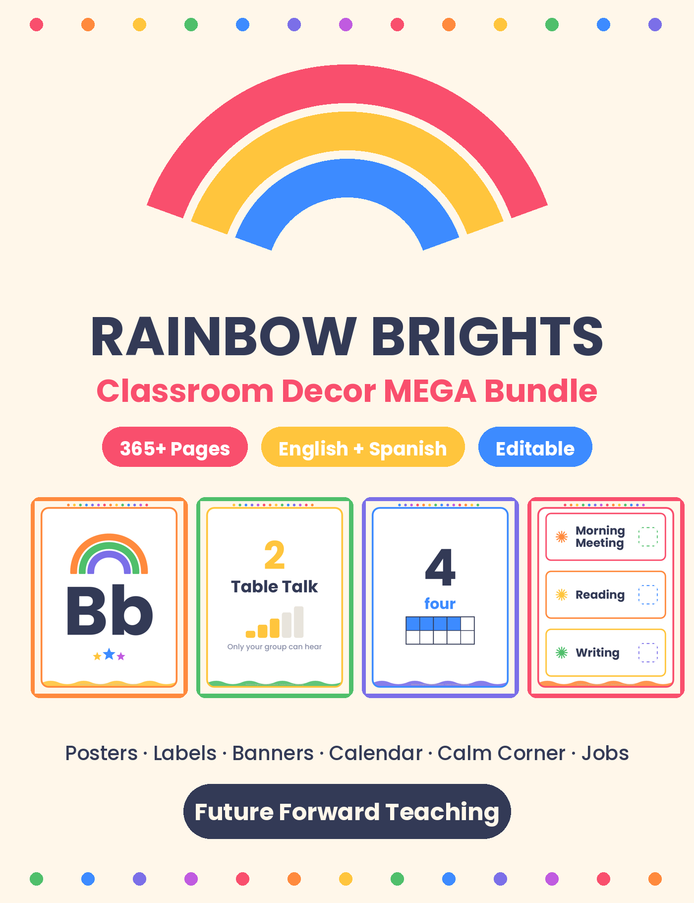Rainbow Brights Classroom Decor Mega Bundle cover