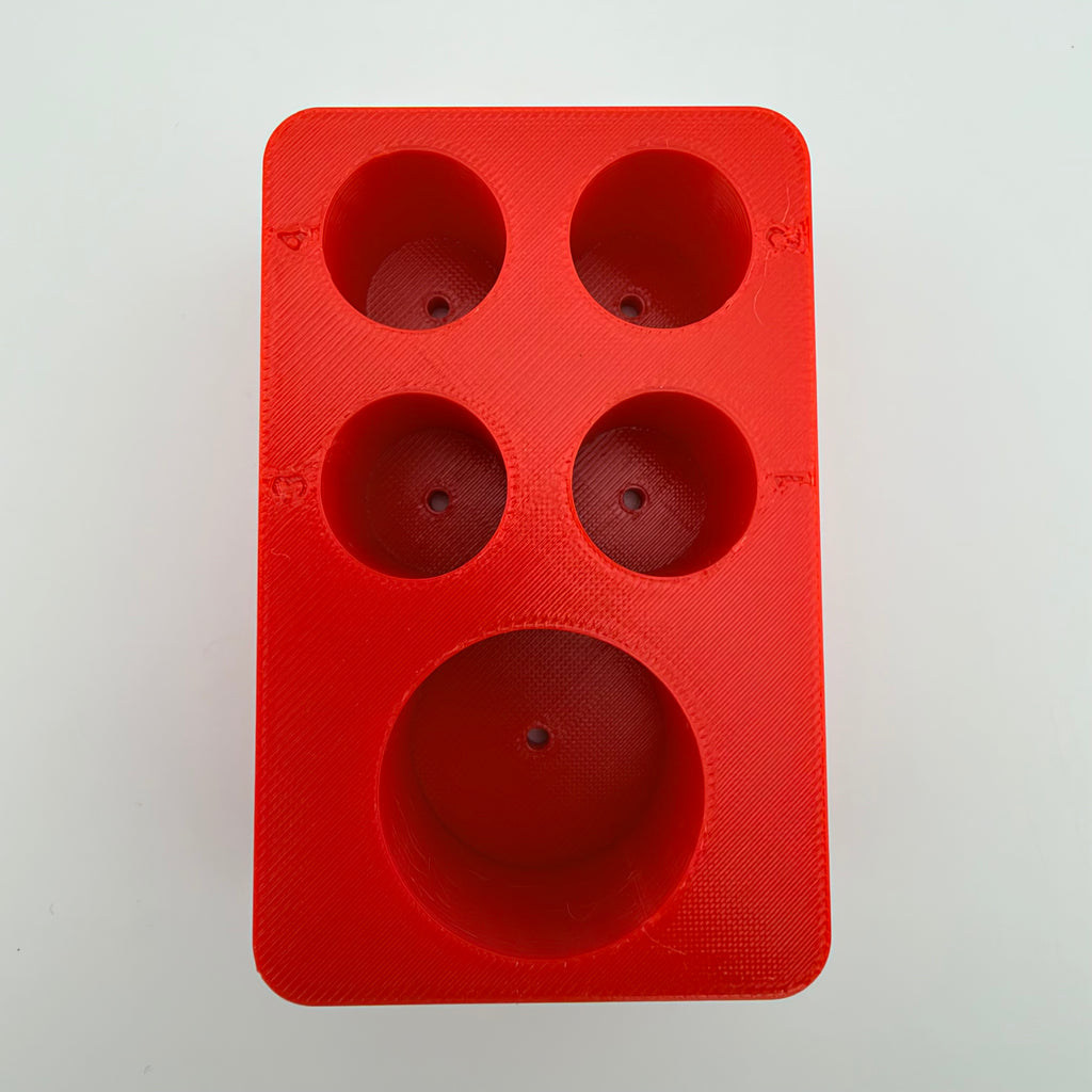 TubeDock 5-Place Centrifuge Tube Rack, 4x 15 mL + 1x 50 mL, Numbered, Made in USA