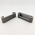 Business Card Holder for Desk, 2 Pack, Ribbed Channel Build, Holds Standard 3.5 x 2 in Cards, Gray Desktop Organizer for Office and Reception Counter, Made in USA