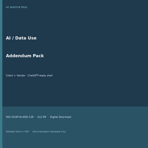 AI Data Use Addendum Pack Client Vendor cover square editable Word PDF
