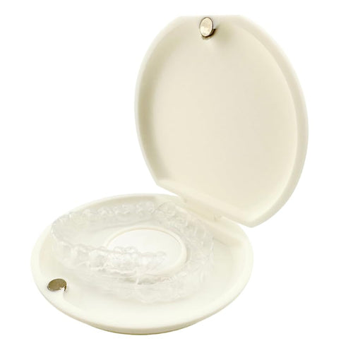 Retainer and Aligner Case with Airtag Slot, Magnetic Closure Protective Storage Box for Clear Dental Trays | Compact Travel Holder | Made in USA