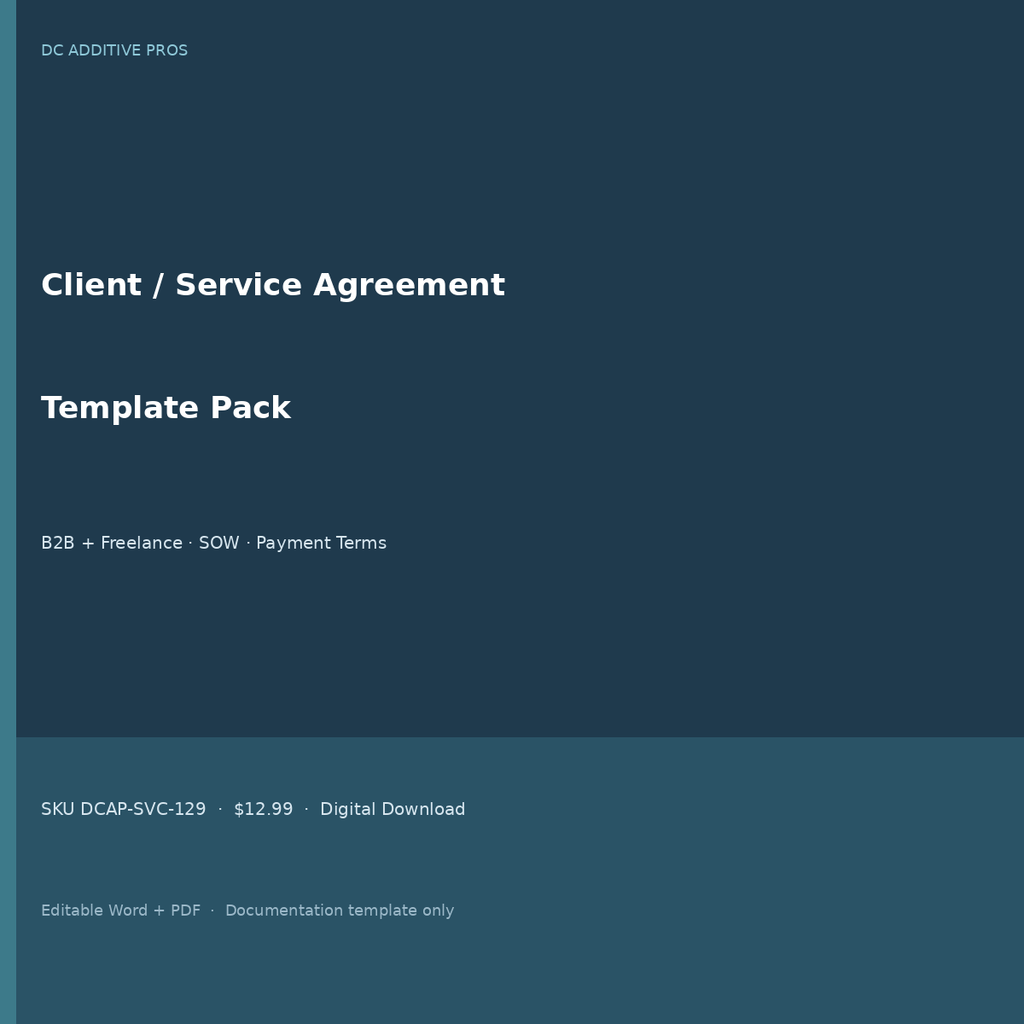 Client Service Agreement Template Pack B2B freelance cover square editable Word PDF