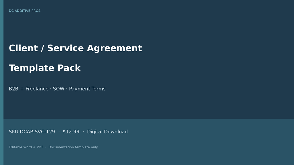 Client Service Agreement Template Pack B2B freelance cover landscape editable Word PDF