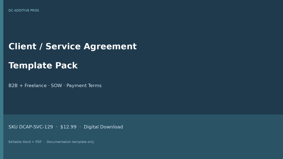 Client Service Agreement Template Pack B2B freelance cover landscape editable Word PDF