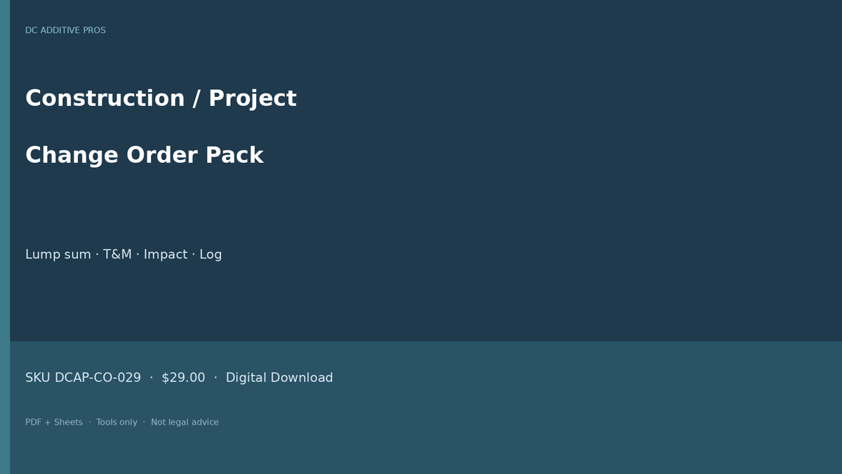 Project change order and change order log landscape cover