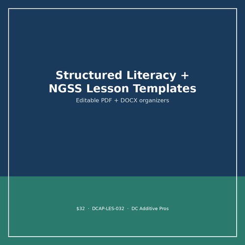 Structured Literacy + NGSS Lesson Template Bundle digital download cover