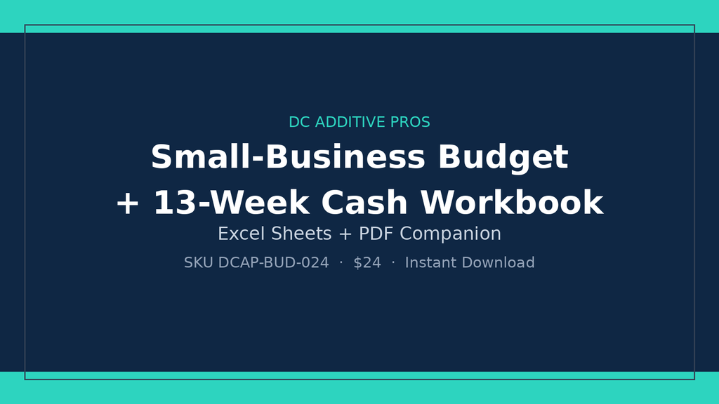 Small-Business Budget + 13-Week Cash Workbook digital download landscape cover