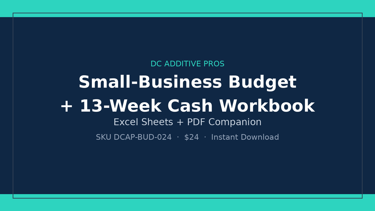 Small-Business Budget + 13-Week Cash Workbook digital download landscape cover