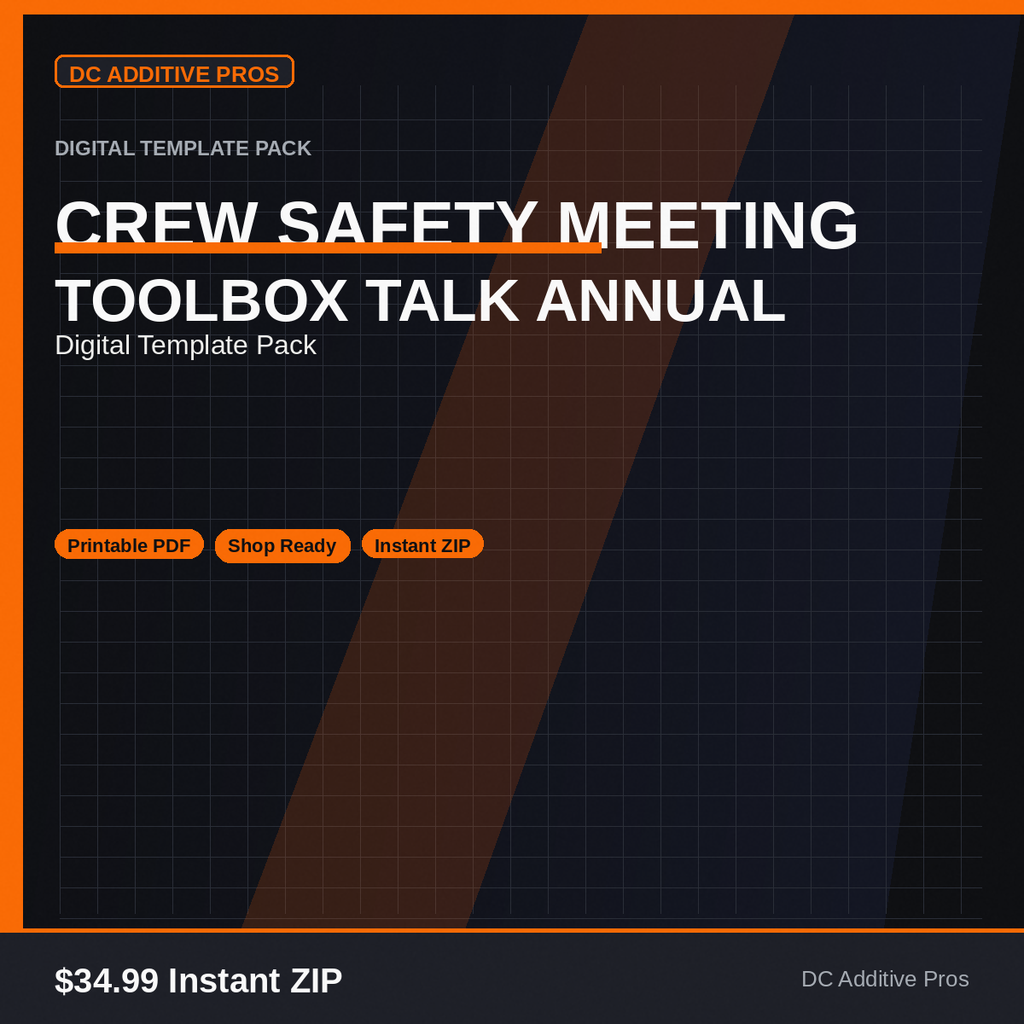 Crew Safety Meeting / Toolbox Talk Annual Pack cover square