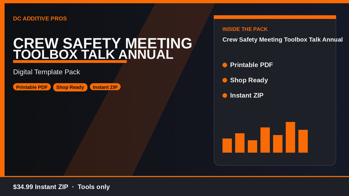 Crew Safety Meeting / Toolbox Talk Annual Pack cover landscape