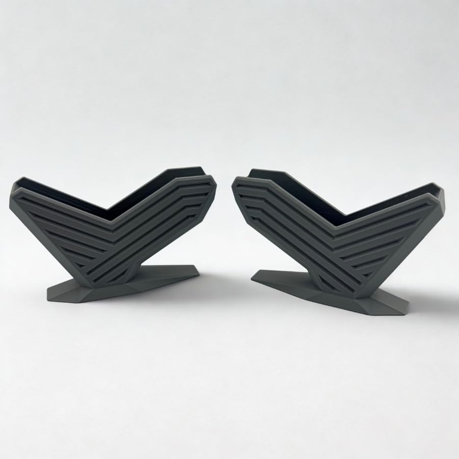 Business Card Holder for Desk, 2 Pack — Modern Angular Display Stand, Made in USA