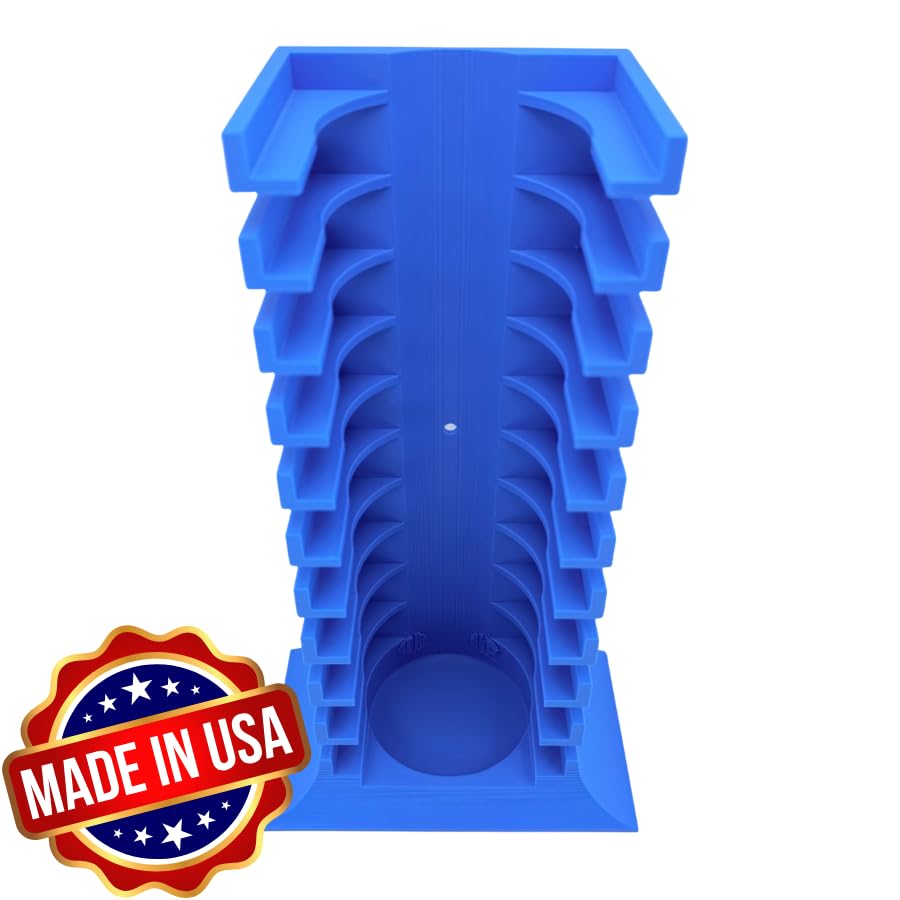 Petri Dish Holder Tower, 11-Slot Vertical Rack for 90 mm Plates, Space-Saving Lab Organizer for Microbiology and Research Benches, Durable Polymer Construction, Made in USA