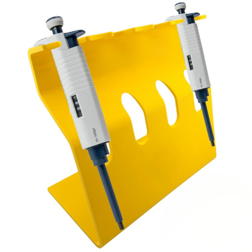 Universal Pipette Holder, 4 Position Bench Stand for Laboratory Pipettes, Fits Most Major Brands up to 27.5 mm Handle, Yellow, Made in USA