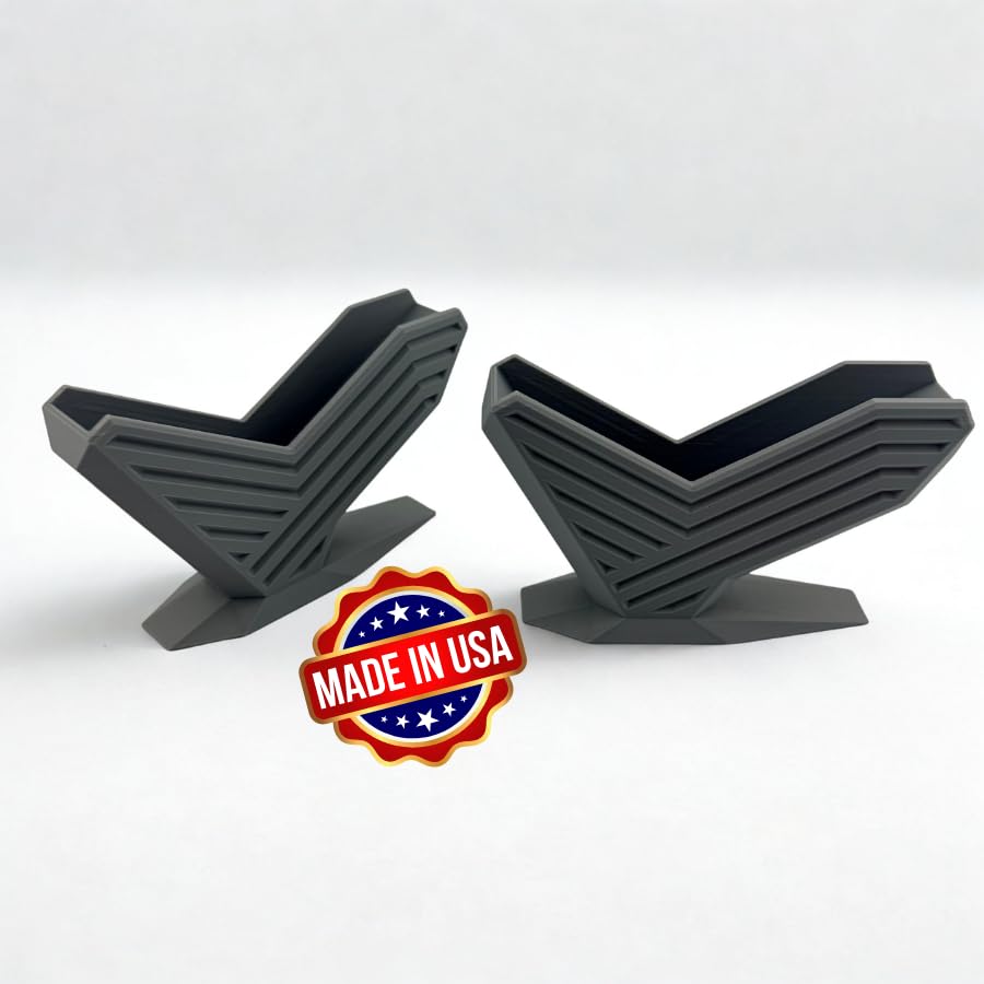 Business Card Holder for Desk, 2 Pack — Modern Angular Display Stand, Made in USA
