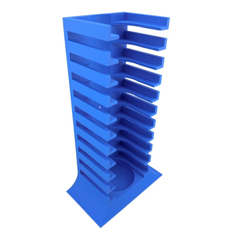 Petri Dish Holder Tower, 11-Slot Vertical Rack for 90 mm Plates, Space-Saving Lab Organizer for Microbiology and Research Benches, Durable Polymer Construction, Made in USA