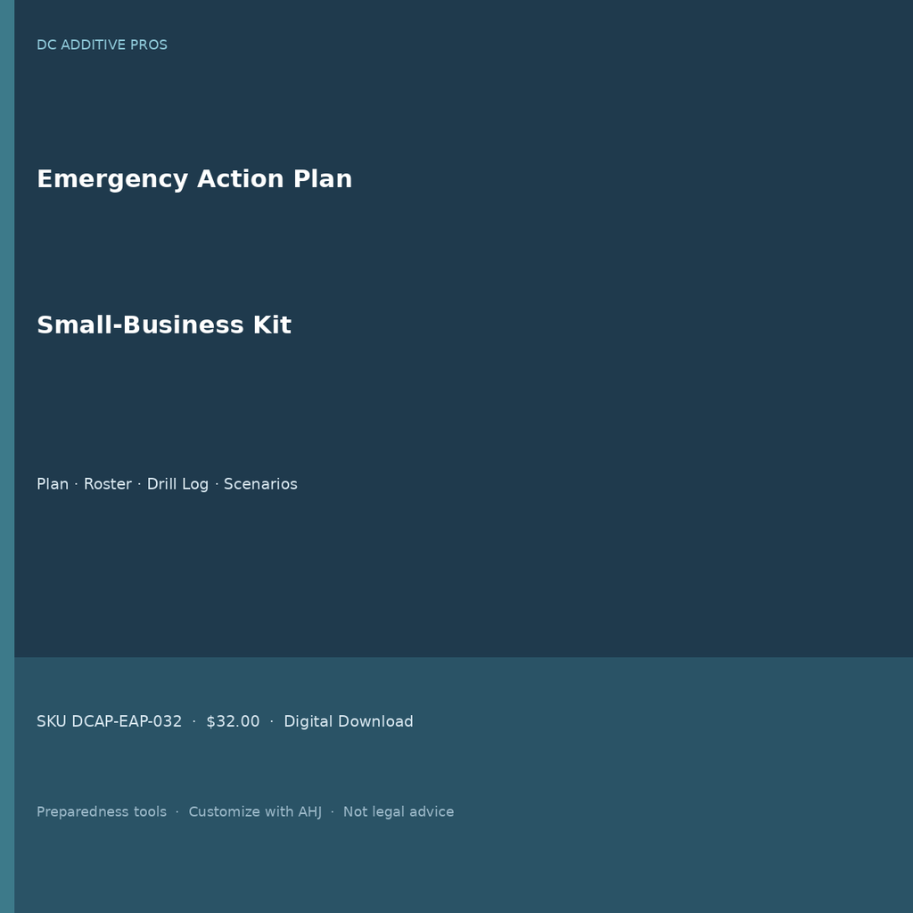 Emergency action plan template kit cover square EAP drill log roster