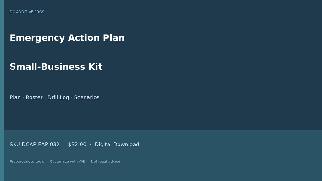 Small business emergency action plan landscape cover evacuation roster