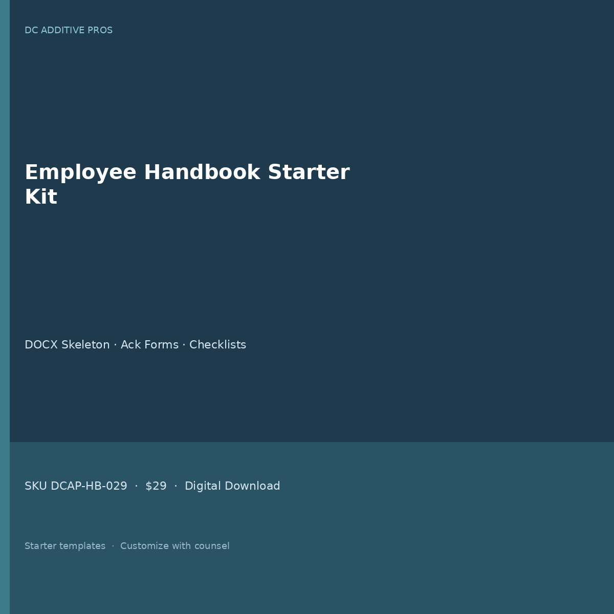 Employee handbook template starter kit cover Word editable company policy manual download