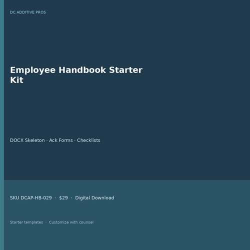 Employee handbook template starter kit cover Word editable company policy manual download