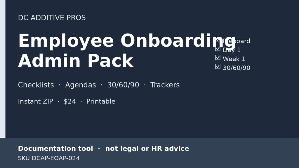 Employee Onboarding Admin Pack landscape onboarding admin templates for small business