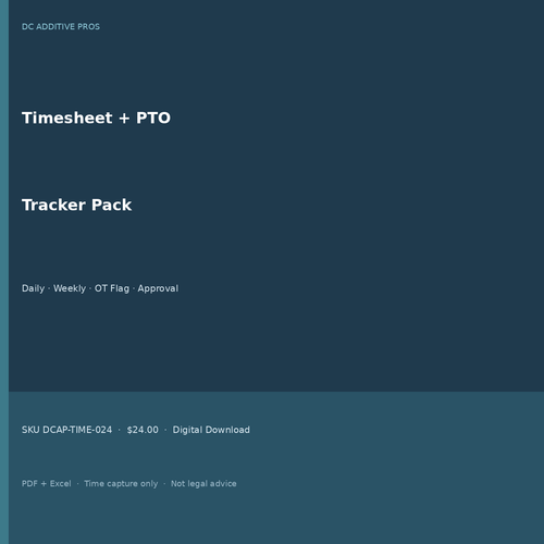 Timesheet template and PTO tracker pack cover square employee weekly timesheet