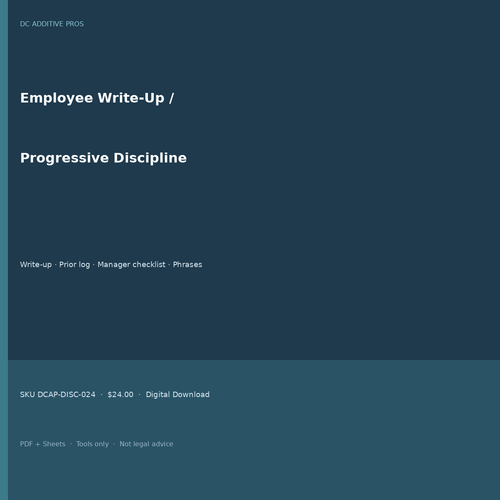 Employee write up form progressive discipline pack cover square