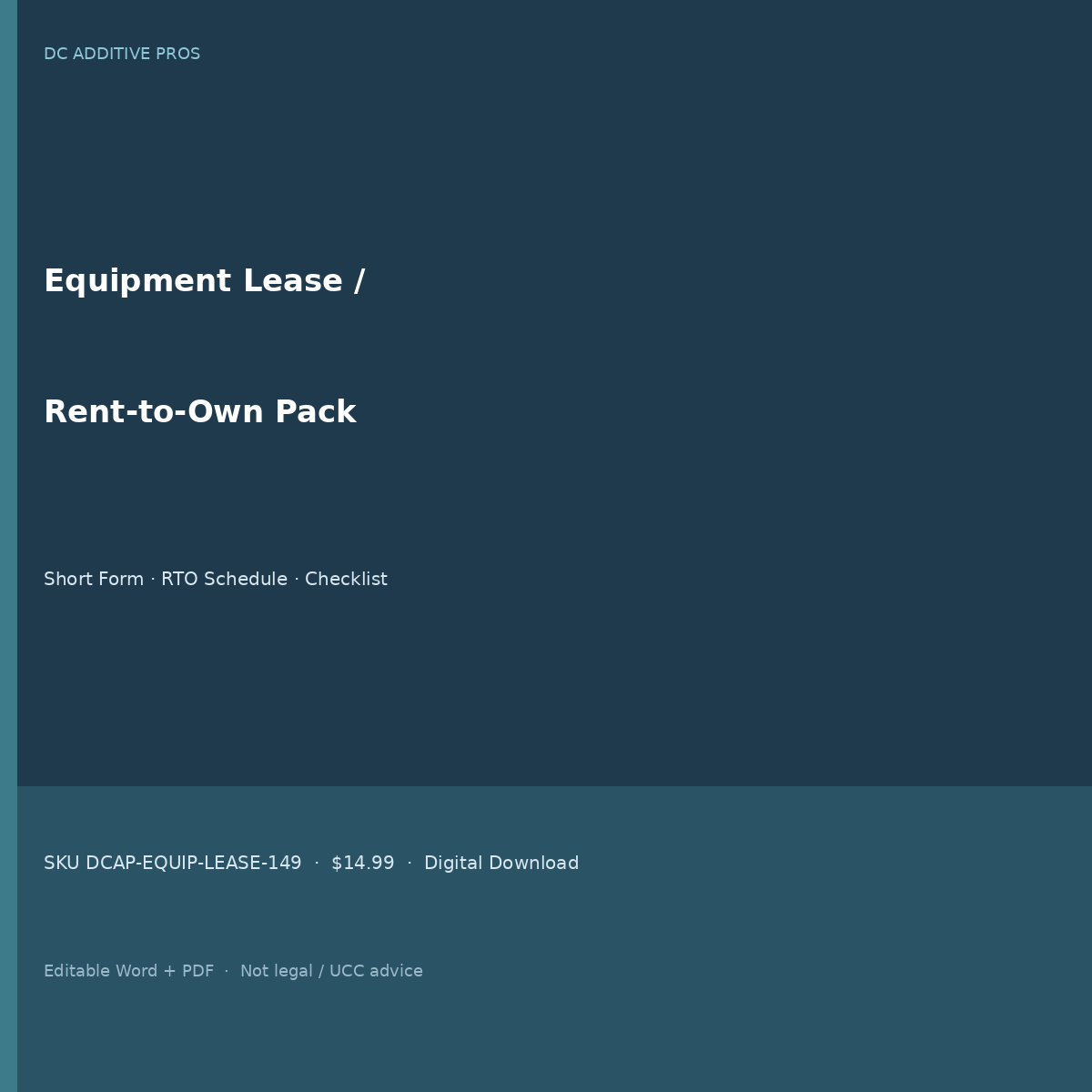 Equipment lease agreement template pack cover - rent to own equipment contract Word square